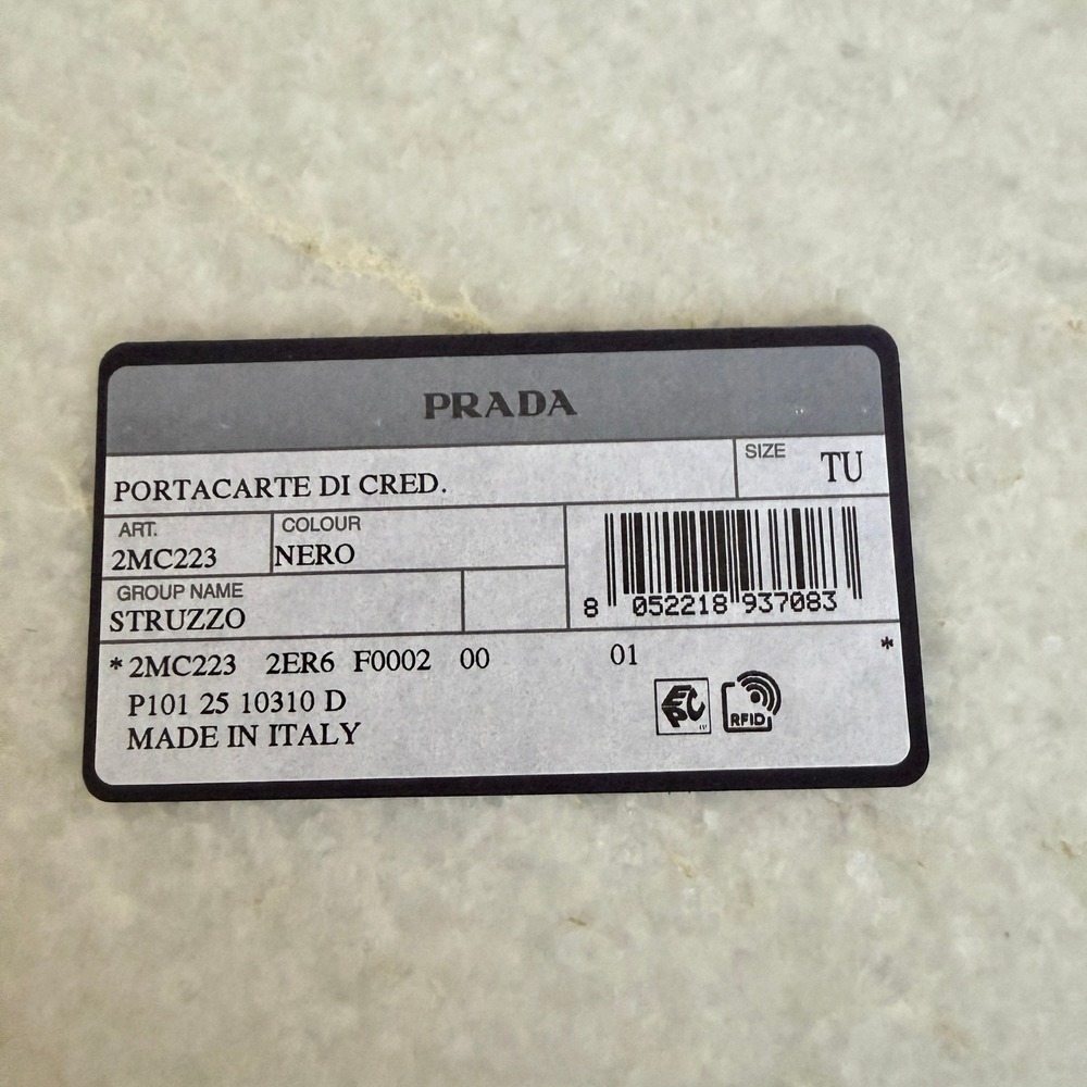 Prada Black Ostrich Leather Card Holder Wallet 2MC223 Struzzo Made in Italy - Picture 10 of 10